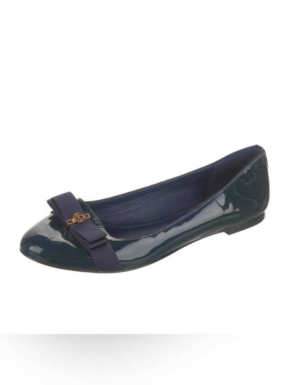 Tory Burch Navy Blue Patent Leather Trudy Ballet Flats Size 6.5